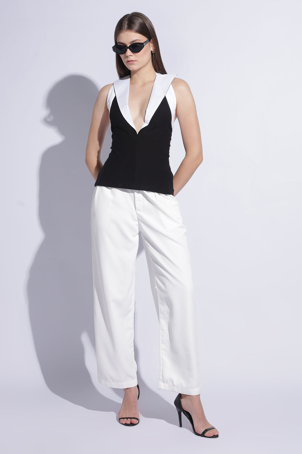 Contrast Collar Halter Top